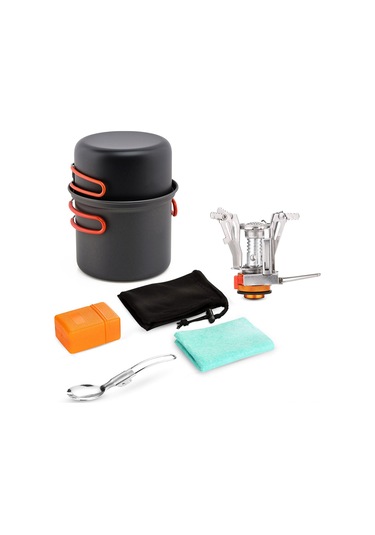 Neevoyu "kamp İçin Katlanır Ocaklı 2'li Tencere Seti - Çatal Kaşık Ve Bez Dahil" Çok Renkli