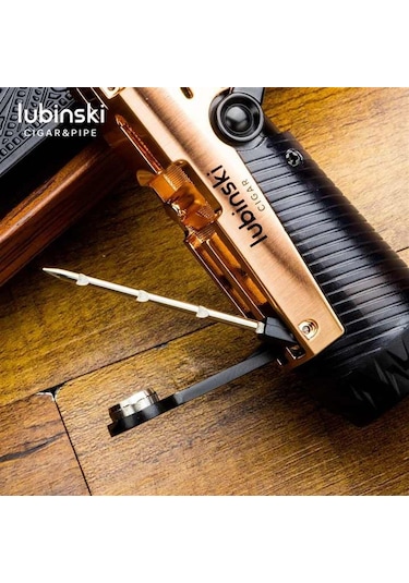 Lubinski Lion İğneli + Delicili Tek Torch Puro Çakmağı Gunmetal