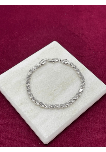 Yaprak Şekilli Parlak Silver Bileklik Gold