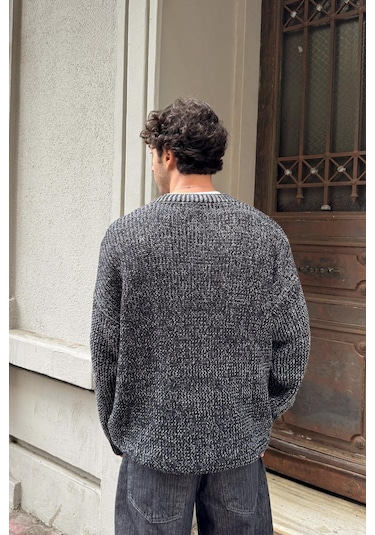 Flaw Örgü Model Triko Kazak Siyah-28497 Siyah