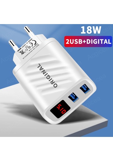 Usb Şarj Aleti Hızlı Şarj Qc 3.0 İphone Uyumlu 12 Xiaomi Redmi İçin Led Dijital Ekran Evrensel Taşınabilir Adaptör Cep Telefonları Şarj Cihazı