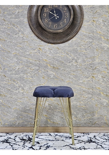 Kare Gold Kaplama Telli Ayaklı Tabure - Oturak - Bar Taburesi - A Çok Renkli