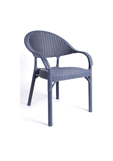 Bambu Antrasit 90x150 Cm Camlı Rattan Bahçe Balkon Masa Takımı Antrasit