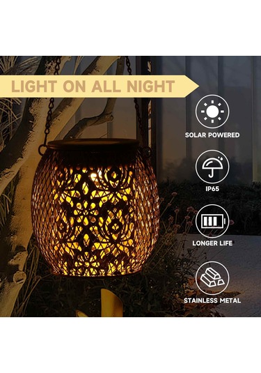 Xindoker Güneş Enerjili 2'li Metal Led Lambalar - Ip65 Su Geçirmez Bahçe Dekoratif Aydınlatma, Islak Beyaz Işık, Masa, Yol, Parti Ve Bahçe İçin Gül Desenli