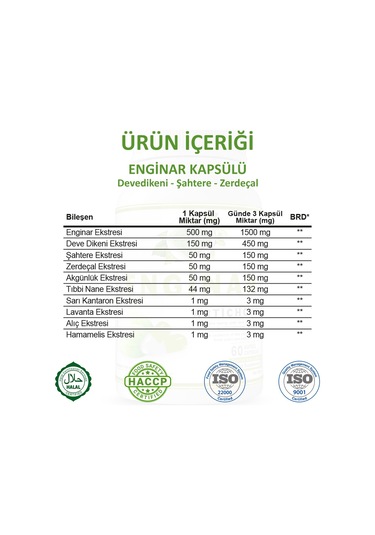 Gökçek Şifa 1000 MG Enginar (Artichoke Capsule) 60 Kapsül