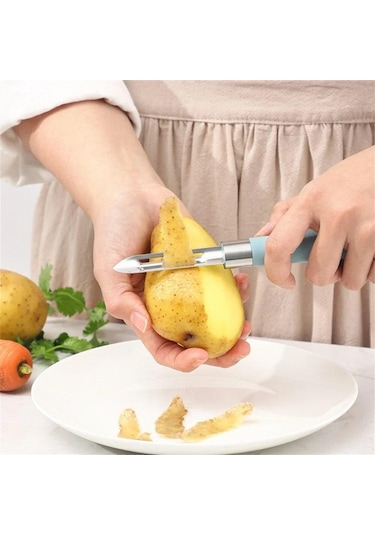 Mavi Paslanmaz Çelik Meyve Soyma Makineleri Mutfak Patates Kabuğu Temizleme Sebze Soyma Makineleri Manuel Hızlı Soyma Sebze Kesici Mutfak Aracı