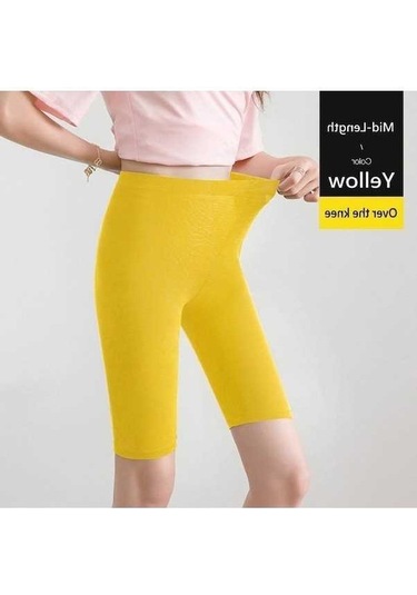 Tongxida Sarı Modal Tayt, Diz Boyu, Over The Knee, 50-60kg Kadın Spor Tayt, Uzunluğu 30-67cm, Various Sizes/ Sarı