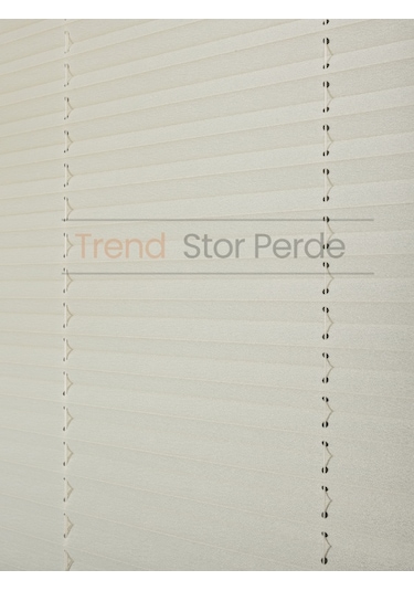 Krem Plise Katlanır Cam Balkon Perdesi - Ofis Perdesi - Salon Perdesi - 029 Krem