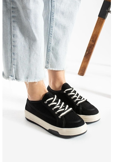 İncila Garantili Ortopedik Yüksek Taban Bağcıklı Bez Spor Sneaker Ayakkabı Incıla-7189 Siyah - Beyaz İncila Garantili Ortopedik Yüksek Taban Bağcıklı Bez Spor Sneaker Ayakkabı Incıla-7189 Siyah - Beyaz