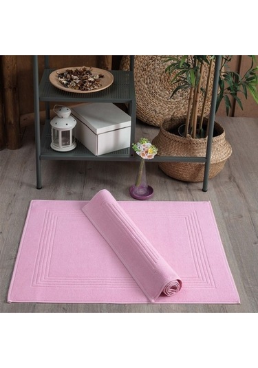 2'li Ayak Havlusu & Çerçeveli & %100 Pamuk- 60x80 Cm Pembe