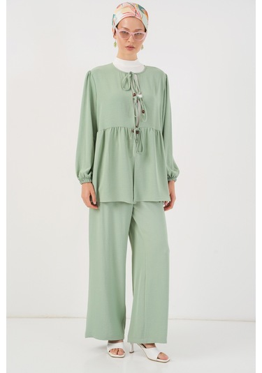 Kadın Önü Bağcıklı Tunik Pantolon İkili Takım 6744 - Mint Mint Kadın Önü Bağcıklı Tunik Pantolon İkili Takım 6744 - Mint Mint