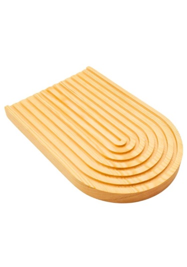 2'li Set Gökkuşağı Desenli Ahşap Oymalı Dekoratif Sunumluk Tepsi Kahverengi