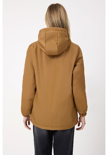 Freemen Kadın Taba Kürklü Su Ve Rüzgar Geçirmez Kapüşonlu Kışlık Mont Taba