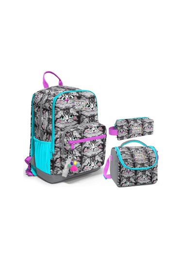 Coral High Üçlü İlk ve Ortaokul Okul Çanta Seti - Gri Kedi - Kız Çocuk