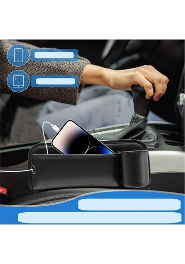 Bardak Tutucu İle 2 Paket Araba Koltuğu Gap Dolgu Organizatör, Ön Koltuk Yan Deri Saklama Kutusu Yurt Dışından