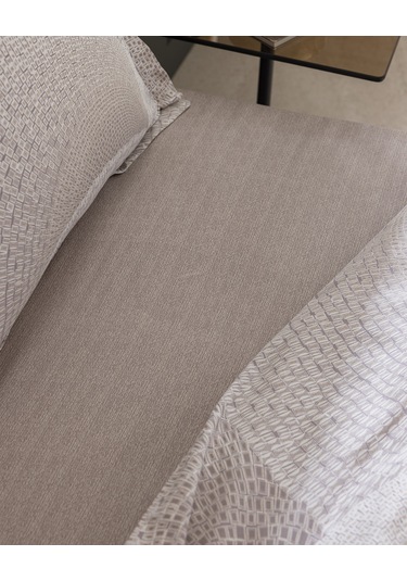 Madame Coco Rochelle King Size %100 Pamuk Baskılı Saten Nevresim Takımı - Bej Ekru