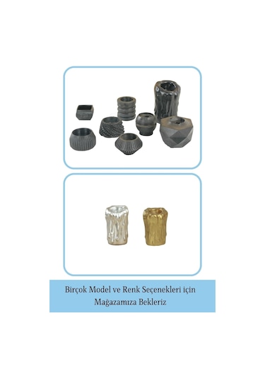 Mumluk Şamdan Tealight Mum Uyumlu Büyük Erimiş Mum Model - Siyah
