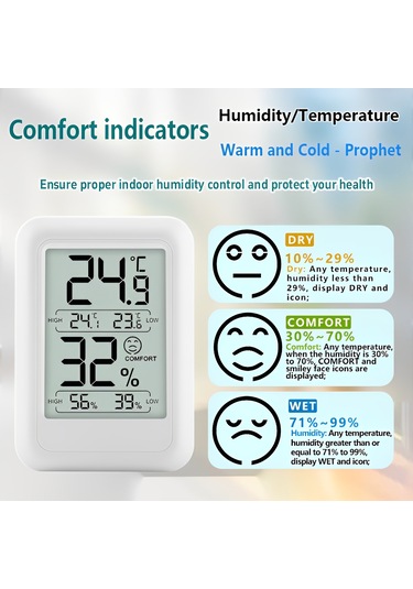 Geeroyoo Ts-ft0400 Sıcaklık Ve Nem Kayıt Fonksiyonlu İç Mekan Yüksek Hassasiyetli Dijital Sıcaklık Ve Nem Ölçer