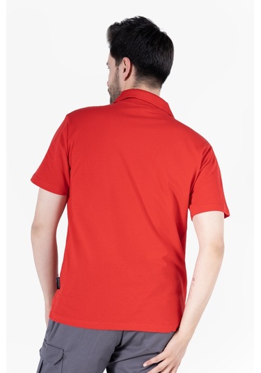Polo Yaka Fleto Cepli T-shirt Kırmızı