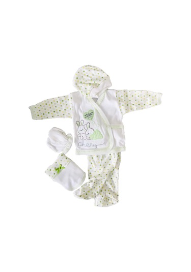 Bambino Yeşil 5li Hastane Çıkışı Yenidoğan Zıbın Seti %100 Pamuk Yeşil