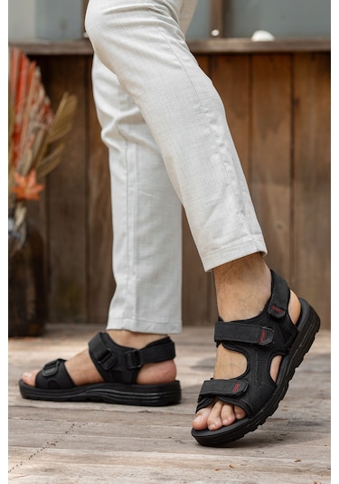 D2026 Günlük Ortopedik Confort Erkek Sandalet Siyah