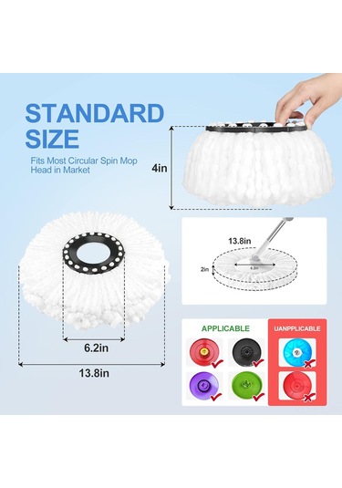 Gajeena Dönen Mikrofiber Mop Başkanı - 360 Derece Temizleme, Tüm Yüzeyler İçin Uyumlu, Yüksek Emici, Makine Yıkama Uygun, 1 Adet