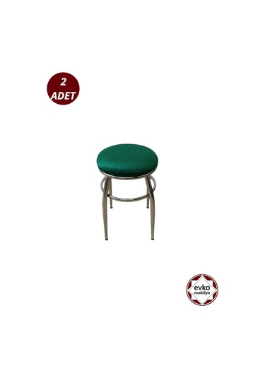 Evko Mobilya Tabure, Bar Taburesi, 2'li Tabure, Metal Ayaklı Tabure - Yeşil
