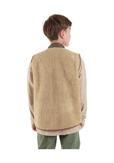 Denokids Erkek Çocuk Kahverengi Peluş Yelek Renkli