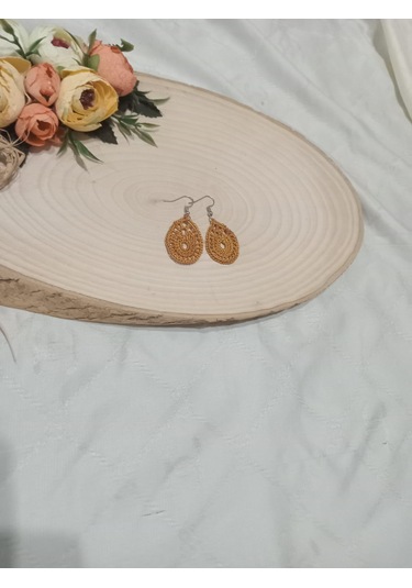 El İşi Örgü Küpe Kahverengi