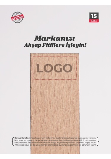 Ahşap Mum Fitili 7 Mm Genişlik Nikel Kaplama Çelik Taban + 3m Köpük Bant, 15 Li Set Cereus Ahşap