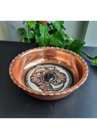 Geleneksel Balıklı Bakır Hamam Tası 20 Cm Bakır
