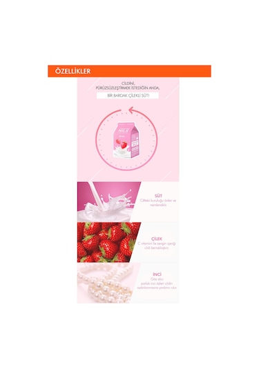 Missha A'PIEU Strawberry Milk One-Pack Aydınlatıcı Yaprak Maske - Çilek-Süt