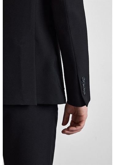 Süvari Siyah Slim Mono Yaka Düz Torba Cep 6 Drop Takım Elbise Tk1006900401-s09 Süvari Siyah Slim Mono Yaka Düz Torba Cep 6 Drop Takım Elbise Tk1006900401-s09