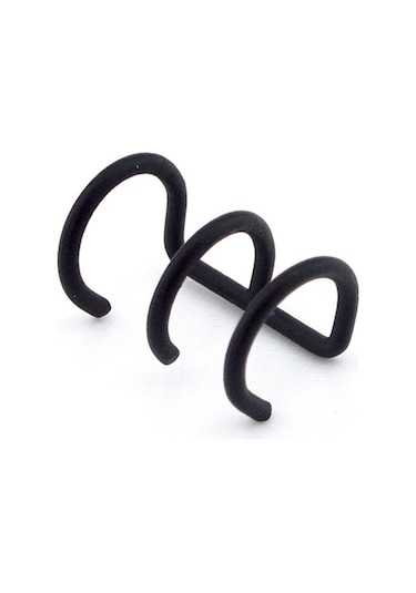 Mat Siyah Renkli Earcuff Kulak Kelepçesi Üçlü Sarmal Ex086 Siyah