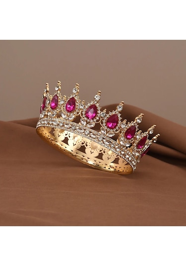 Snapbuy Lüks Prenses Kristal Taç - Gelin Düğün Parti Saç Aksesuarımavi Çinko Kaplama