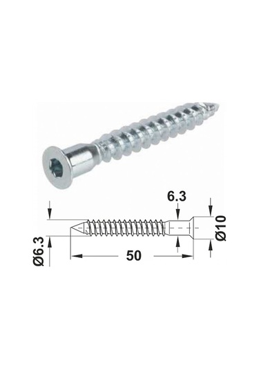 Alyan Başlı Kabin Vidası 5cm Mobilya Tv Ünite Dolap Sehpa Montaj Birleştirme Vida Aparatı -10 Adet 5