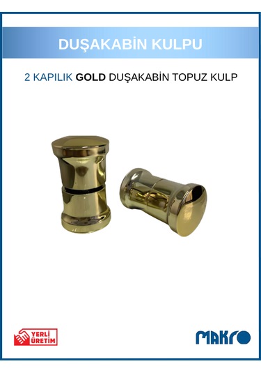 2 Kapılık Duşakabin Topuz Kulp Gold Cam Duşakabin Kulpu Gold