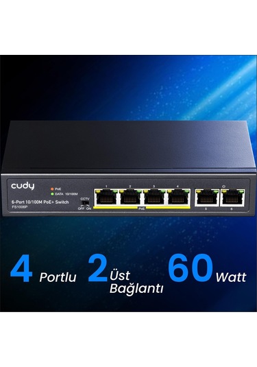Cudy FS1006P 250M 60W Poe+ 6 Port 10/100 Mbps Megabit Metal Switch