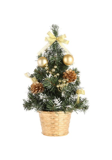 Kangvka 30 Cm Altın Mini Noel Ağacı - Pvc Masaüstü Dekorasyonu Ev İçi Noel Dekoru