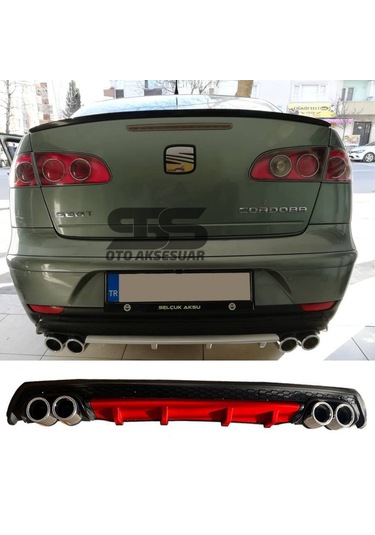 Seat Cordoba Difüzör Arka Tampon Eki 4 Egzoz Çıkışlı Kırmızı Lüx Tip