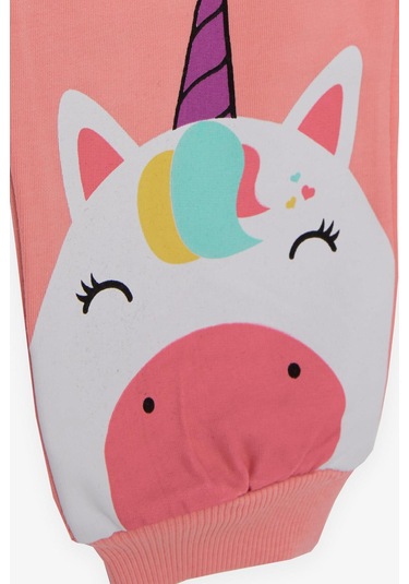 Breeze Kız Çocuk Eşofman Takımı Unicorn Baskılı 1-4 Yaş, Pudra-pudra Pudra
