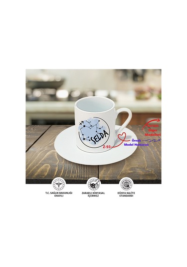 Kişiye Özel Burçlu Kahve Fincanı, Burçlara Özel Tasarımları Z2 Serisi Beyaz