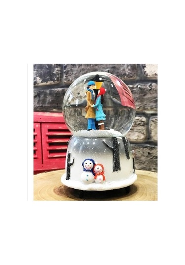 Romantik Aşıklar Müzikli Kar Küresi Büyük Boy - Beyaz Püskürtmeli