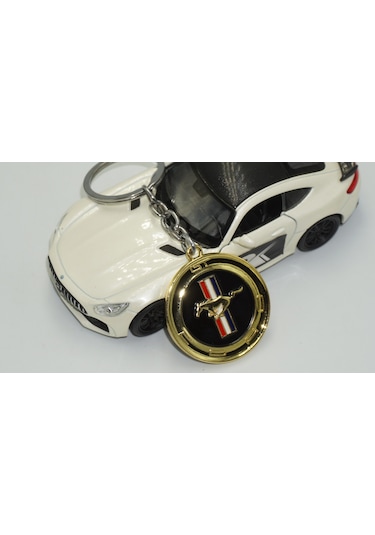 Dk Mustang Gt Logo Gold Metal Çift Yön Anahtarlık