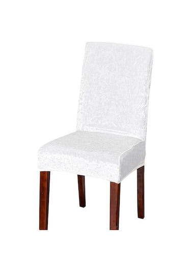 Novahub Beyaz Kadife Parlak Kumaş Anti-toz Sandalye Kılıfı, Evrensel Boyut, Sandalye Yemek Odası Koltuk Kapakları, 1 Parça Beyaz
