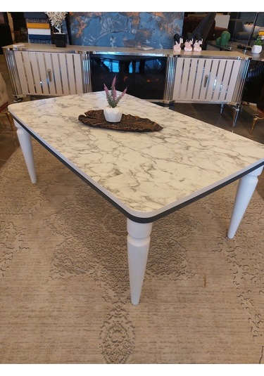 Akset Orta Sehpa Lüx Beyaz Mermer Antrasit