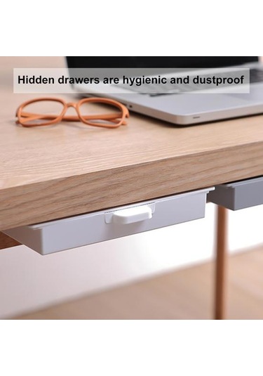 Beyaz Gizli Masa Çekmecesi Kendinden Yapışkanlı Plastik Makyaj Takı Masası Depolama Çekmecesi Mutfak İçin