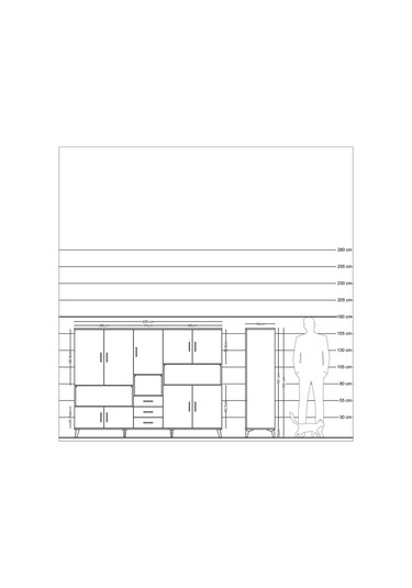 Hyperion Dolap 13 Raflı 3 Çekmeceli 9 Kapaklı 220x44x163 Çam-antr Çam-antrasit