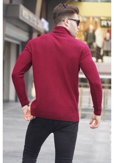 Bordo Balıkçı Yaka Kazak 5989 Bordo