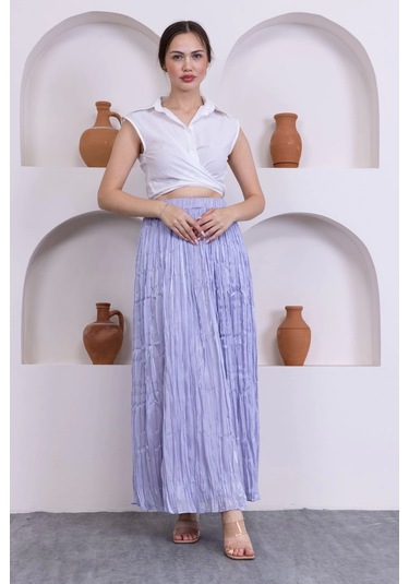 Kırışık Detaylı Etek 6034-lila Lila